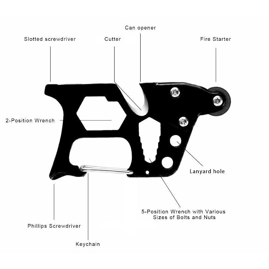 Lone Survivalist Carabiner Hook Mini Clip with Flint Striker Wheel